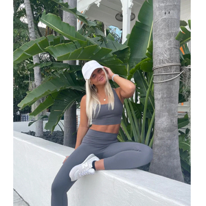 Women Yoga Set 2 Piece Black Crop Top High Waist Leggings Full Length Breathable Spandex Polyester Activewear - Product Image 5