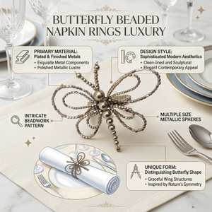 Butterfly Beaded Napkin <b>Rings</b> Luxury | Crystal Metal Decorative Napkin Holder | Elegant Wedding Party Dining Table Decor Use - Product Image 5