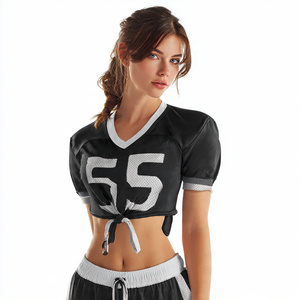เสื้อครอปคอวีลายฟุตบอลอเมริกันสำหรับผู้หญิง เสื้อครอปท็อปฟุตบอลอเมริกันสำหรับผู้หญิง สามารถสั่งทำชื่อทีมได้ เสื้อครอปท็อปฟุตบอลอเมริกัน - Product Image 5