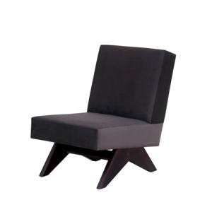 Sillón sin Brazos Estilo Pierre Jeanneret al por Mayor, Silla de Madera Maciza con Patas en V y Tapicería de Tela Premium para Sala de Estar - Product Image 1