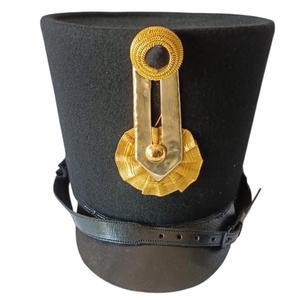 Sombrero Shako de Lana Negra con Bordado Dorado, Estilo Formal para Adultos, 56-58CM, Uso en Invierno para Negocios - Product Image 1