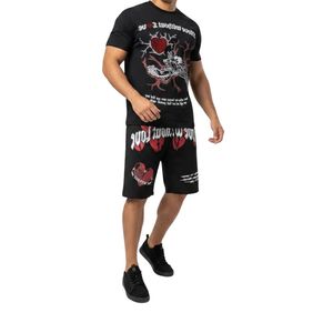 Ensemble court pour homme, streetwear, 2 pièces, t-shirt graphique et short, coton lourd, survêtement oversize, tenue gothique personnalisée - Product Image 5