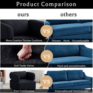 Mid Century Teddy Velvet Reading Armchair Accent Chair with Thickened <b>Cushions</b> and Upholstered <b>Padded</b> Seat for Living Room - Product Image 5