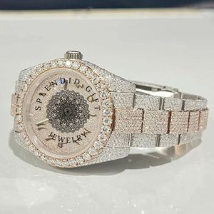 Splendide montre en moissanite pour homme, analogique à quartz, boîtier de luxe, chiffres romains, fermoir caché, 28 mm, verre saphir, mouvement ETA, étanche 10 m - Product Image 5