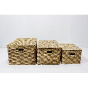 Artex Dong Thap - Juego de 3 Cajas de Almacenamiento Rectangulares de 2 Niveles, Hechas a Mano con Hierba Marina, Ecológicas, Minimalistas, con Tapa y Asa, Organizador para el Hogar - Product Image 6