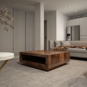 Tavolino da Caffè in Legno Massello Premium con Design a Profilo Basso - Product Image 1