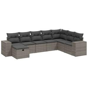 Conjunto de Sofás Modulares Grandes para Jardín en Poliratán Gris y Acero, Muebles de Patio - Product Image 2