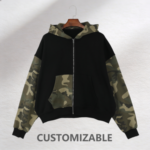 Sweat à capuche personnalisable 100 % coton pur pour homme, imprimé dessin animé, patchwork, manches longues, molleton 420 g/m², impression numérique printemps - Product Image 1