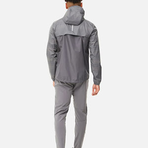 Ensemble de survêtement personnalisé en tissu tissé avec veste zippée et pantalon de jogging, coupe-vent en nylon color block, survêtement rayé pour homme - Product Image 4