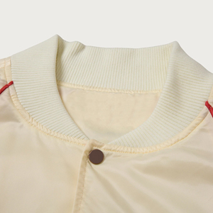 Chaqueta Bomber de Satén para Hombre con Ribete Rojo, Corte Regular, Estilo Casual, Cuello Alto, Exterior de Poliéster, Ropa de Invierno - Product Image 6