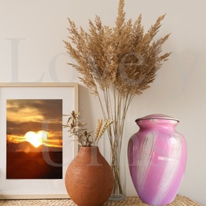 Pink Swirl Cremation Urn <b>Memorial</b> Ash Container Elegant <b>Keepsake</b> Funeral Premium Quality Durable Spiritual Remembrance - Product Image 5