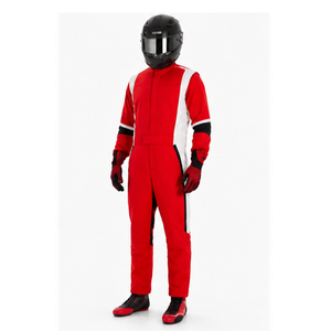 Traje de Carreras para Hombre, Rojo, Blanco y Negro, Manga Larga, Resistente a las Llamas, con Bloques de Color, Secado Rápido, Poliéster, para Todas las Temporadas, para Adultos - Product Image 6