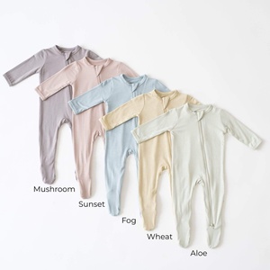 Barboteuse de sommeil et de jeu pour nouveau-né 93% bambou 7% en spandex | Chaussons pour bébé avec fermeture éclair | Chaussons pour bébé avec fermeture éclair - Product Image 6