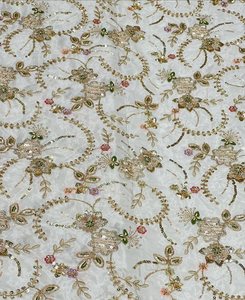 Wholesale Luxury Beaded Lace Fabric Embroidery <b>Sequin</b> Mesh Fabric Bridal Wedding Dress Party Wear <b>Material</b> - Product Image 2