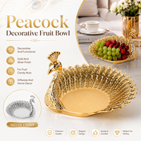 Plateau de service décoratif en métal en forme de paon pour fruits, bonbons et noix, idéal pour la décoration intérieure, les cadeaux de mariage, les détaillants et les fabricants OEM.