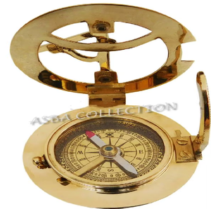 CH Nautical Vintage Antique Brass Metal Polished Sundial <b>Compass</b> Pocket <b>Watch</b> Gold Color Calvin Handicraft Home Decor - Product Image 4