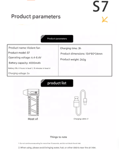 Secador de Pelo S7 Turbo - Ventilador de Alta Potencia de 130,000 RPM para Soplado y Aspiración, Ventilador para Aspiradora de Coche - Product Image 6