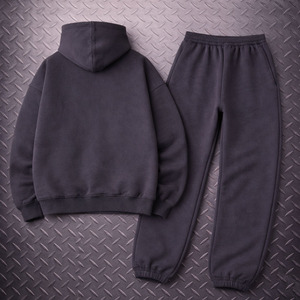 Luxury High Quality 450 Gsm Streetwear Zip up Oversized Wide Leg Double Layer Men Logo Custom Hoodie and <b>Sweatpants</b> <b>Set</b> - Product Image 2
