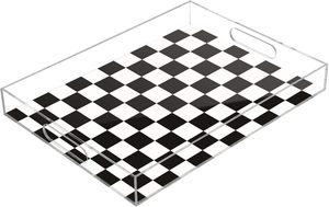 t Serving Tray with Handles Clear Acrylic Tray Decorative Rectangular Tray Organizer for Ottoman Coffee <b>Table</b> Bathroom - Product Image 2