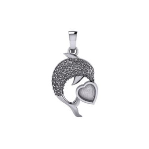 Pendentif Cœur de Dauphin en Argent Sterling 925 de 6 mm avec Sertissage à Griffes, Plaqué Or 10K, Composant de Bijou pour la Fabrication de Colliers - Product Image 1