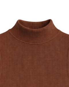 Top Corto Personalizado Marrón Acanalado de Cuello Alto Sin Mangas para Mujer, Ajuste Delgado, Elástico, Casual, de Verano, Camiseta sin Mangas, Chaleco Básico de Moda - Product Image 4