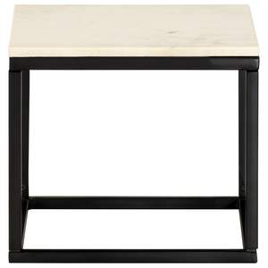 Mesa de Centro Pequeña Blanca y Negra de Piedra Natural con Hierro con Recubrimiento en Polvo - Product Image 2