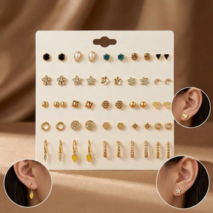 Set de 25 Pares de Aretes de Mariposa Antideslustre para Mujeres y Niñas - Colección de Joyería de Moda con Aretes de Botón y Aros Elegantes - Product Image 3