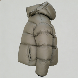 Veste bomber matelassée brillante de haute qualité pour l'hiver, coupe courte, à capuche, zippée, imperméable, pour fabricants en gros - Product Image 3