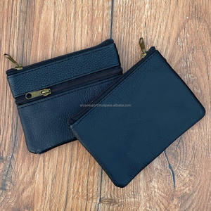 New Personalized Two Zip Genuine Leather Pouch Women's Mini Real Leather Custom Coin Purse Small <b>Wallet</b> Credit <b>Card</b> Holder Cases - Product Image 5