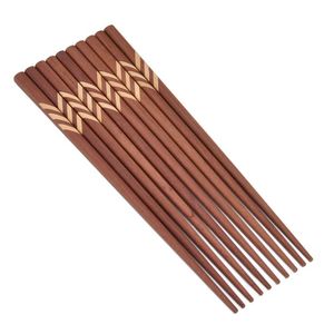 Wooden Chopsticks Set Dark Brown Handmade Acacia <b>Wood</b> Reusable Traditional Tableware - Product Image 4