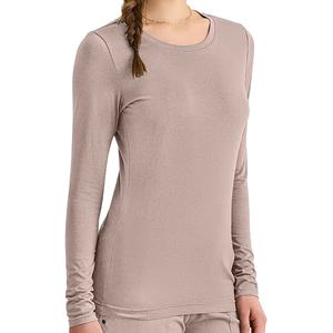 <b>Long</b> <b>Sleeve</b> Breathable Comfortable Thumb Cuff Nurse Hospital Yoga Quick-Drying Scrub Shirts Super Stretchy Under Scrubs - Product Image 1