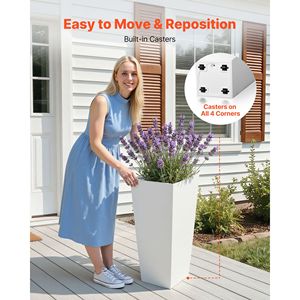 Set di 2 Fioriere Moderne in Plastica da 26 Pollici per Interni ed Esterni con Base Rialzata per Portico e Esposizione all'Aperto - Product Image 4