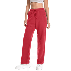 Pantalon de survêtement évasé personnalisé pour femme, avec doublure polaire, coupe large et droite, vente en gros - Product Image 1