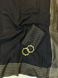Elegant Traditional Party Wear Women's Black Purple Pink Green Pure HO Silk <b>Saree</b> Zari Border Rich Pallu Russian Silk <b>Blouse</b> - Product Image 5
