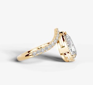 Anillo de Moissanita en Plata de Ley 925 con Baño de Oro Amarillo, Corte Pera, Anillo de Compromiso Clásico Solitario, para Novia, Boda, Fiesta, de Lujo - Product Image 2