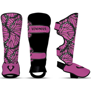 Protections de tibia en cuir Venomous Butterfly Pro, réglables, légères, durables, pour entraînement de MMA et de kickboxing, unisexe - Product Image 1