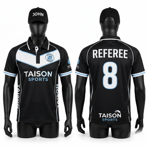 เสื้อกรรมการเน็ตบอลพรีเมียม 180 GSM โพลีเอสเตอร์ สีน้ำเงิน ลายทอง ดีไซน์แบบแผง  พร้อมสกรีนโลโก้ตามสั่ง - Product Image 4