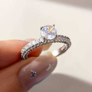 Round Brilliant Lab Diamond Accented Engagement <b>Ring</b> IGI D-E-F VVS-VS Quality Gold <b>Silver</b> B2B Inventory <b>Solitaire</b> Supply - Product Image 1