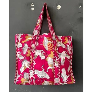 Sac fourre-tout matelassé en coton, imprimé floral botanique, sac à bandoulière de style bohème pour le marché - Product Image 3