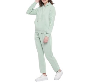 Conjunto Deportivo de Dos Piezas para Mujer, con Capucha, Estampado Sólido, Informal, de Invierno, 100% Algodón Ecológico, con Logotipo Personalizado - Product Image 3