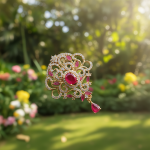 Fine Brooch Zircon Saree Pin - Product Image 3