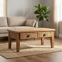 Table console rustique en bois massif avec deux tiroirs, meuble de rangement pour le salon, décoration intérieure