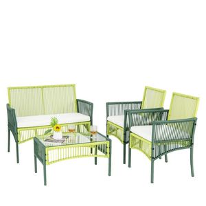 Conjunto de Muebles de Jardín Redondos de Mimbre de 4 Piezas - Product Image 2