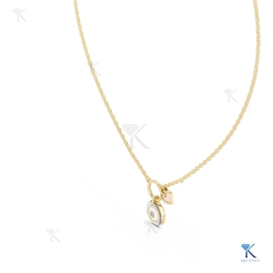 Collar con Colgante de Corazón y Ojo de Diamante Cultivado en Laboratorio, Oro Sólido de 14K y 18K, Joyería Fina para Mujer, Talismán de Protección, Venta al por Mayor - Product Image 5