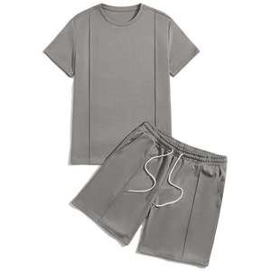 2026 Wholesale Latest Design Men's T shirt With Shorts Fashion High Street T-Shirt With Shorts Regular Fit Basketball Shorts Set - Product Image 1