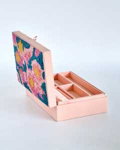 B.H CRAFTS Caja de Joyería Floral Hecha a Mano con Cuentas, Caja Rectangular de Lona Bordada, Decoración para el Hogar BH-1539 - Product Image 6