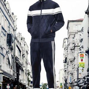 Ensemble de survêtement pour homme en molleton de coton, sweat à capuche et pantalon de jogging, fermeture éclair intégrale, tenue décontractée personnalisée - Product Image 2