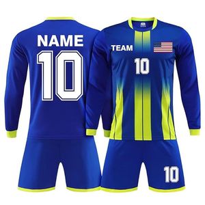 Ensemble de maillots de football personnalisés unisexes pour adultes, bleu clair marine, manches courtes, respirant, séchage rapide, polyester, uniforme avec nom et numéro 23 - Product Image 4