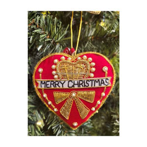 Adorno Festivo Cristiano para el Hogar, Bordado a Mano con Cuentas, Diseño Moderno, Trabajo con Hilo Zari, Plateado, con Moissanita - Product Image 6