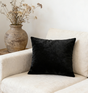Black Velvet Square Cushion Cover Solid Color Modern Style Customizable Home Decor Washable Woven Fabric <b>Pillow</b> <b>Case</b> - Product Image 1